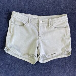 Y2K Mossimo Shorts Women 8 29W Green Denim Mid Rise Midi Super Stretch Hot Pants